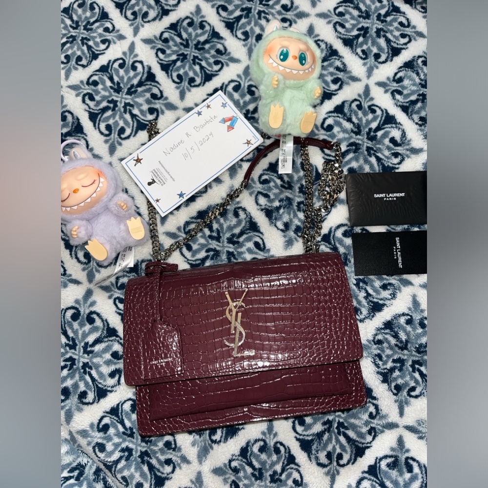 YSL Sunset croc embossed  handbag